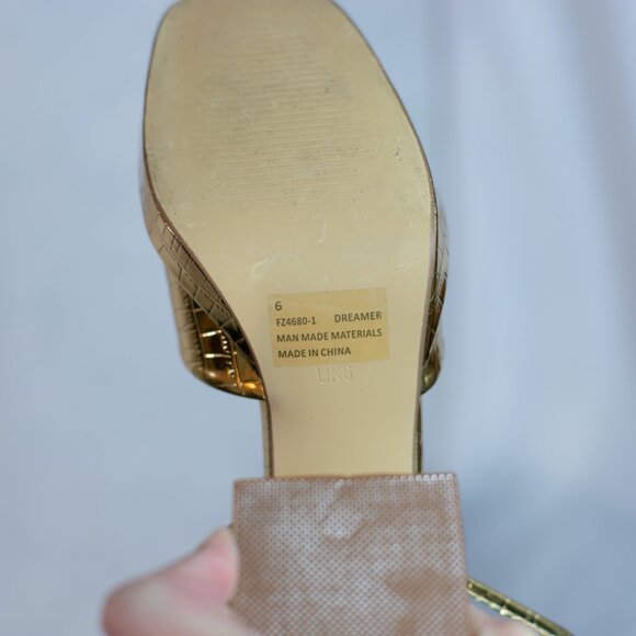 EGO Dreamer Womens Gold Croc Block Platform Heels Shoes Lace Up Size US 8M - Picture 13 of 16